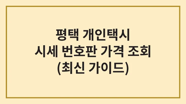 평택 개인택시 매매 가격 시세 번호판 가격