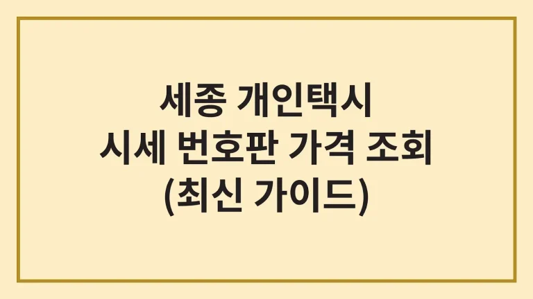 세종 개인택시 가격 시세 면허 번호판