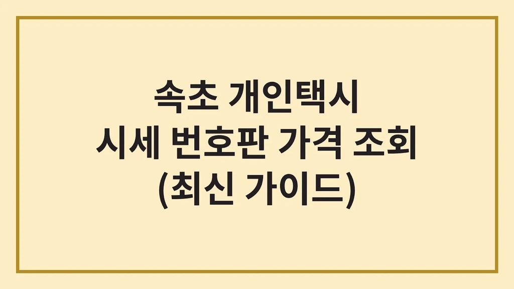 속초시 개인택시 면허가격 시세 넘버값 구매방법(+양수조건, 주의사항) 1 Code Generated Image 40