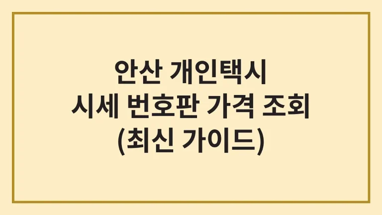 안산 개인택시 매매 시세 가격 넘버값