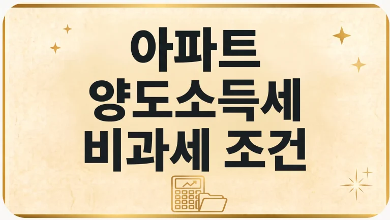 아파트 양도소득세 비과세 조건 대상 신고방법 총정리 3 아파트 양도소득세 비과세 조건