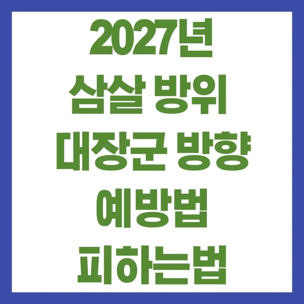 2027년 삼살 방위 대장군 이사방향 예방법 피하는법 1 12 10