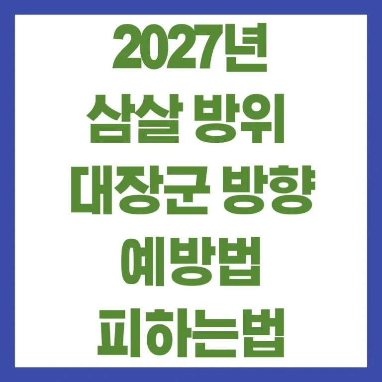 2027년 삼살 방위 대장군 이사방향 예방법 피하는법