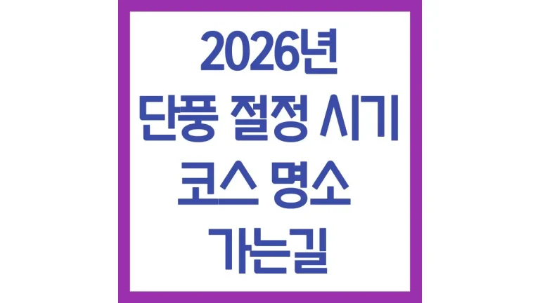 2026년 단풍 절정 시기 코스 명소 가는길 주차장 총정리