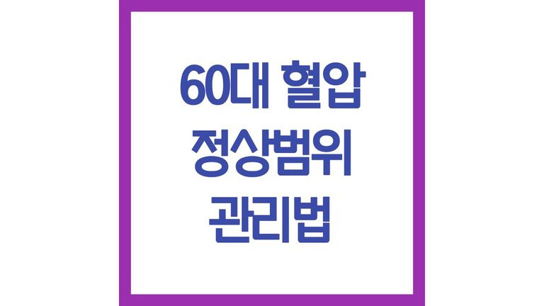 60대 혈압 정상범위 정상수치 관리법 주의사항 좋은 음식 총정리