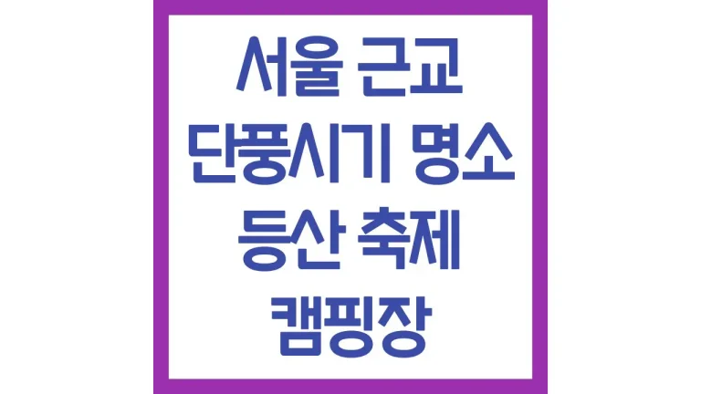 서울 근교 단풍시기 명소 나들이 구경 축제 드라이브 코스 총정리